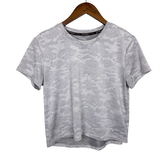 Spyder Gray Camo Athletic Tee Cropped Size Medium - Picture 1 of 6